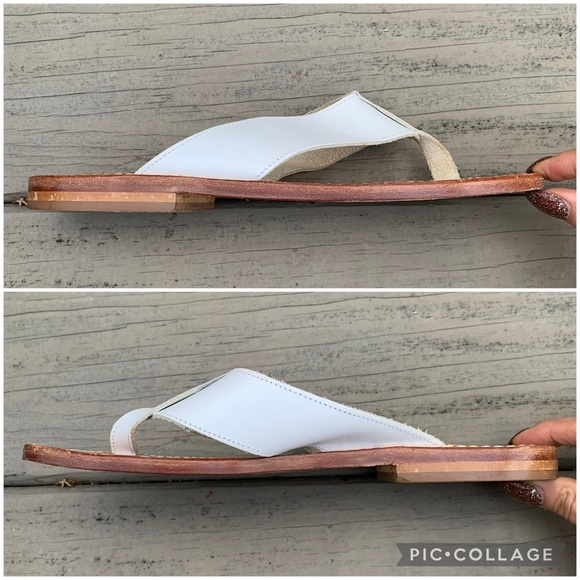 Capri Sandals white leather thong flip flops sandals made in Capri Italy size 9 - Picture 8 of 12